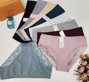 Женские трусы слипы с кружевом (большой размер) ALINA 